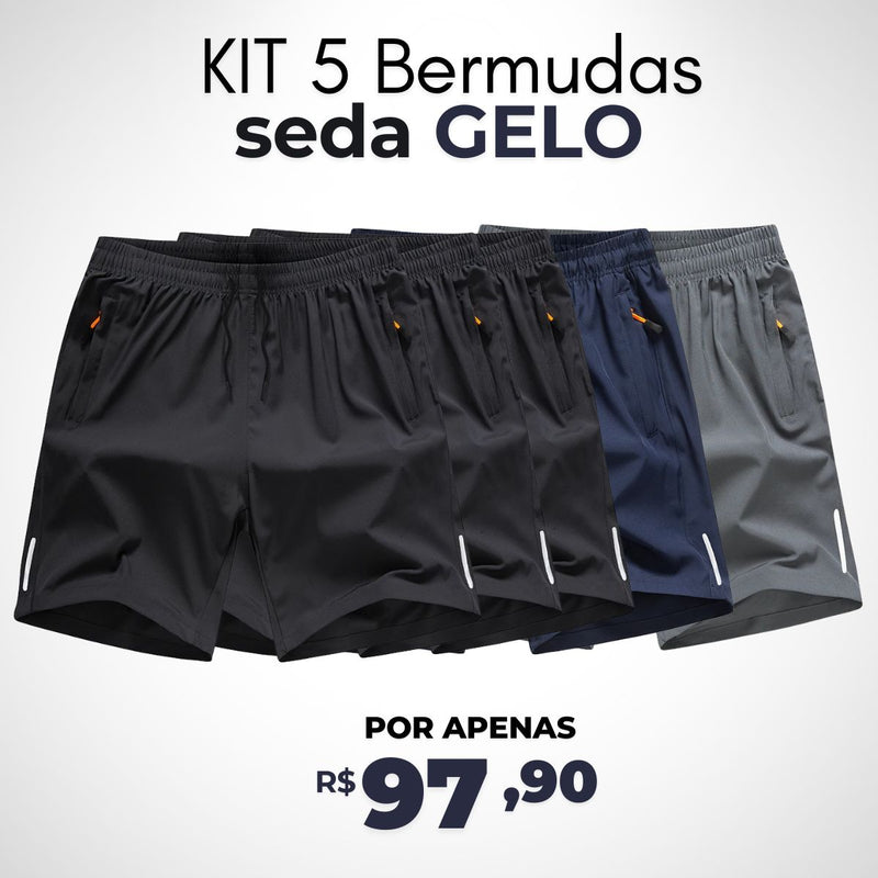 Kit de 5 Bermudas (Feito em Seda Gelo) + Envio Grátis Hoje